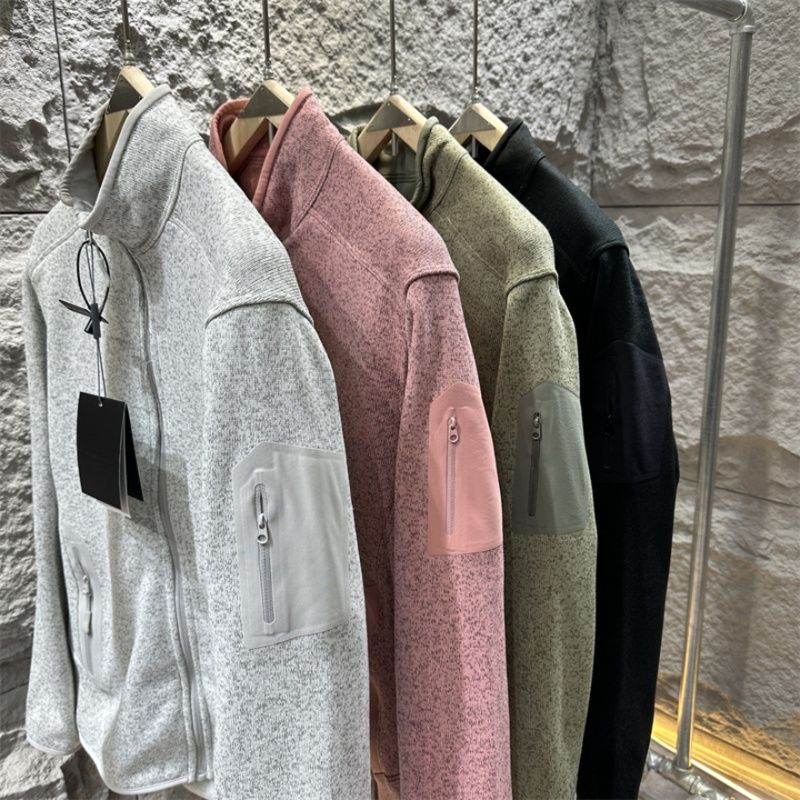 トラックジャケット 多機能ポケット付きスタンドカラー　スウェット