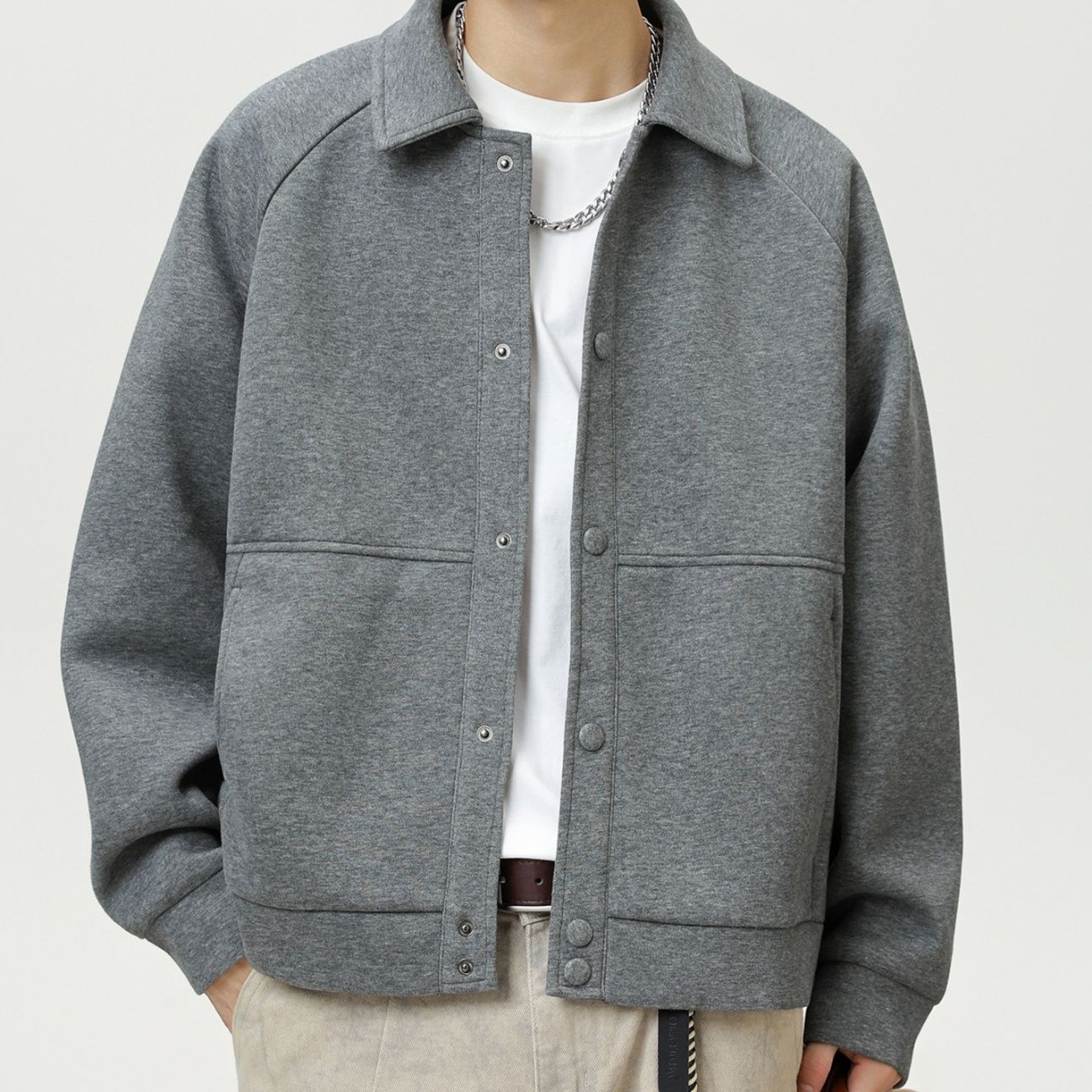 トラックジャケット 襟付きラグランスリーブ　スウェット