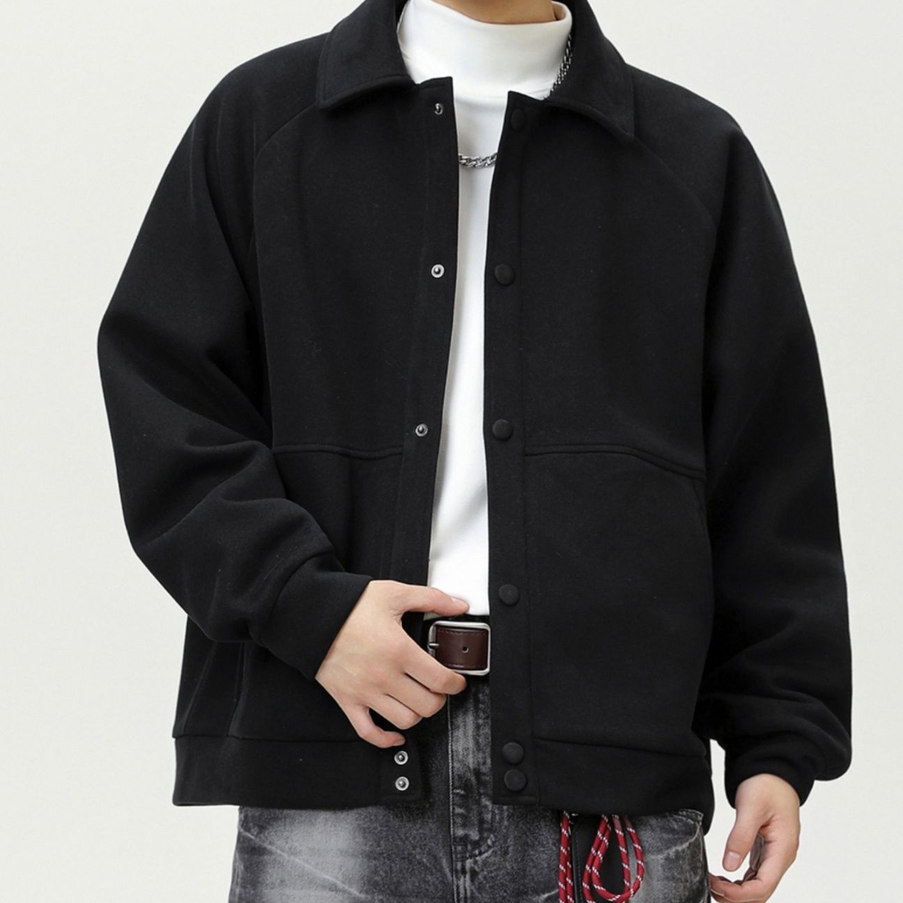 トラックジャケット 襟付きラグランスリーブ　スウェット