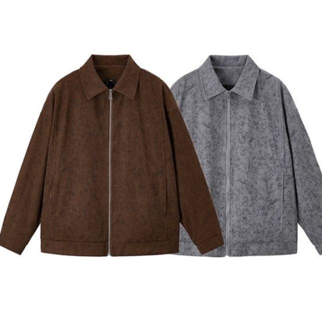 コーデュロイ素材の襟付きジップアップトラックジャケット