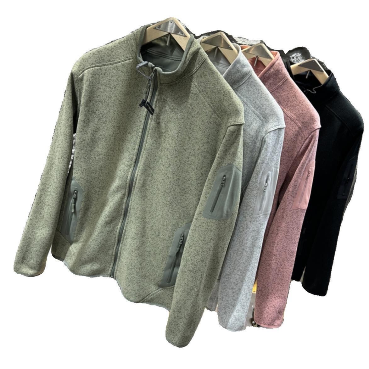 トラックジャケット スタンドカラー全開式ジップアップフリーススウェット