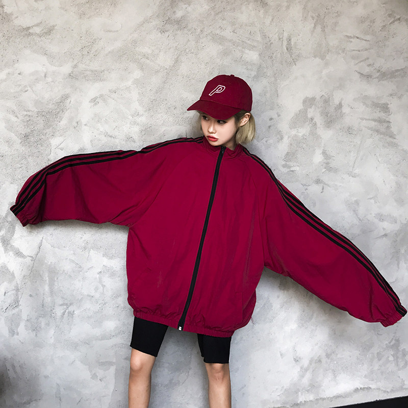 トラックジャケット 袖ライン入りビッグシルエットトラックジャケット
