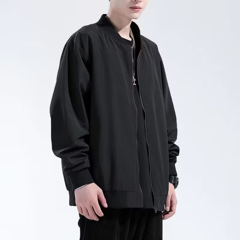 トラックジャケット ナイロンゆったりシルエット無地ナイロントラックジャケット