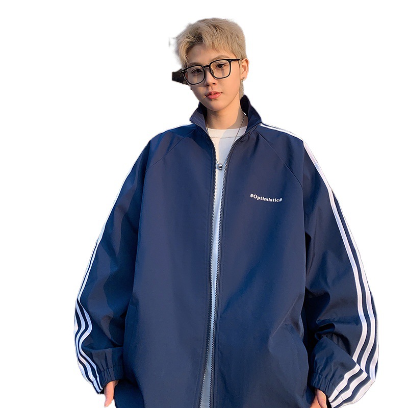 トラックジャケット 三本線サイドテープ立ち襟ジップアップジャージ