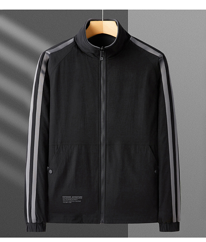 トラックジャケット 袖ライン入りスタンドカラートスウェット