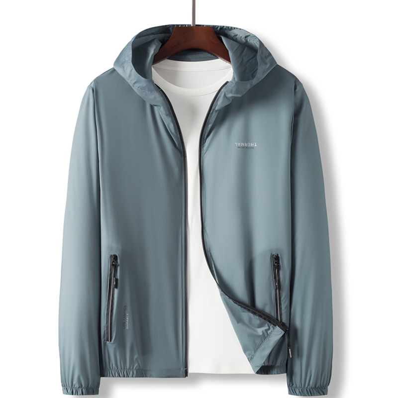 トラックジャケット 軽量防風フード付きナイロントラックジャケット