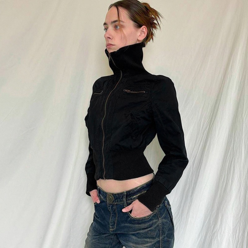 トラックジャケット ブルゾン レディース ハイネック ファスナージャケット