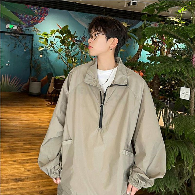 トラックジャケット ハーフジップ開閉式ゆったりシルエットトラックジャケット