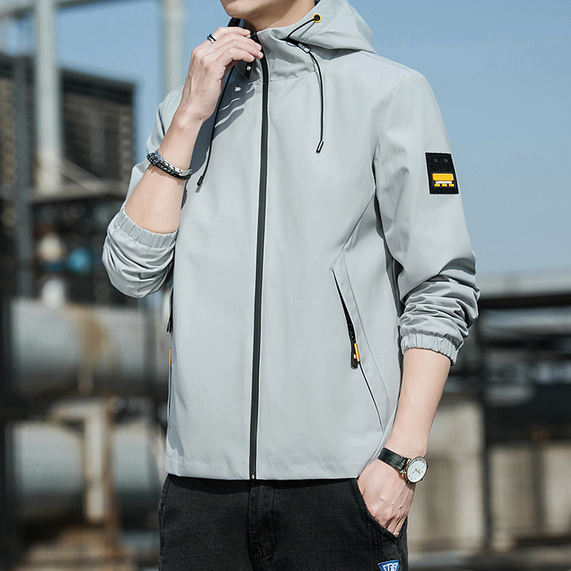 トラックジャケット ナイロン 軽量フード付きジップアップジャケット