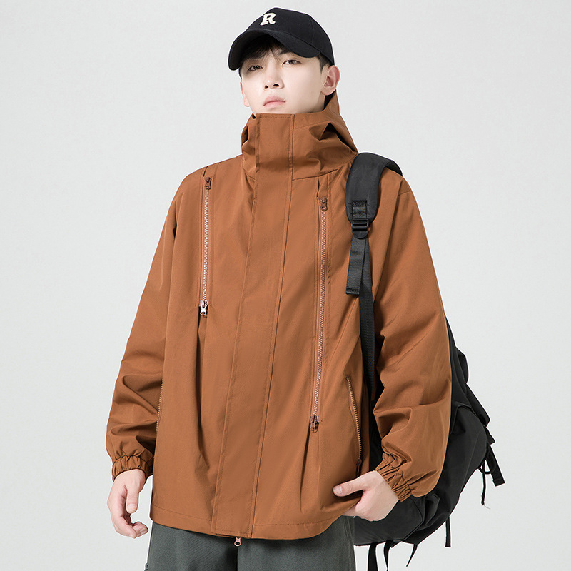 トラックジャケット ナイロン 多機能フード付きトラックジャケット