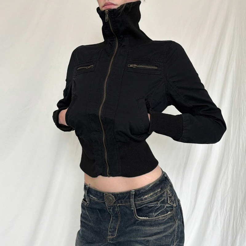 トラックジャケット ブルゾン レディース ハイネック ファスナージャケット