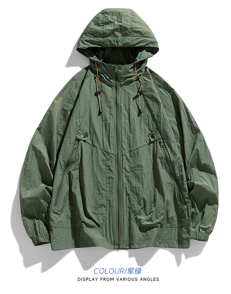 メンズ薄手軽量フード付きトラックジャケット全4色