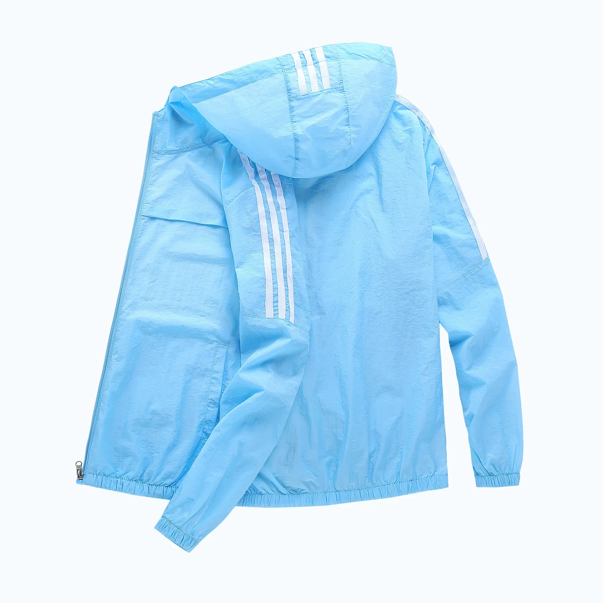 トラックジャケット ナイロン 三本線フード付きナイロンウインドブレーカー