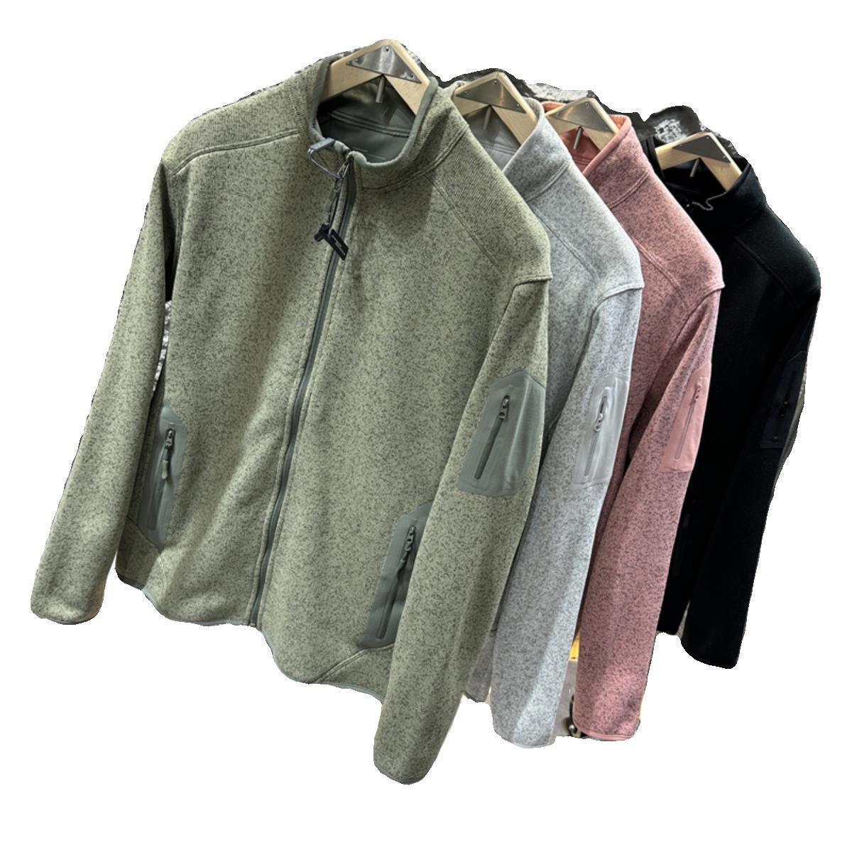 トラックジャケット 多機能ポケット付きスタンドカラー　スウェット