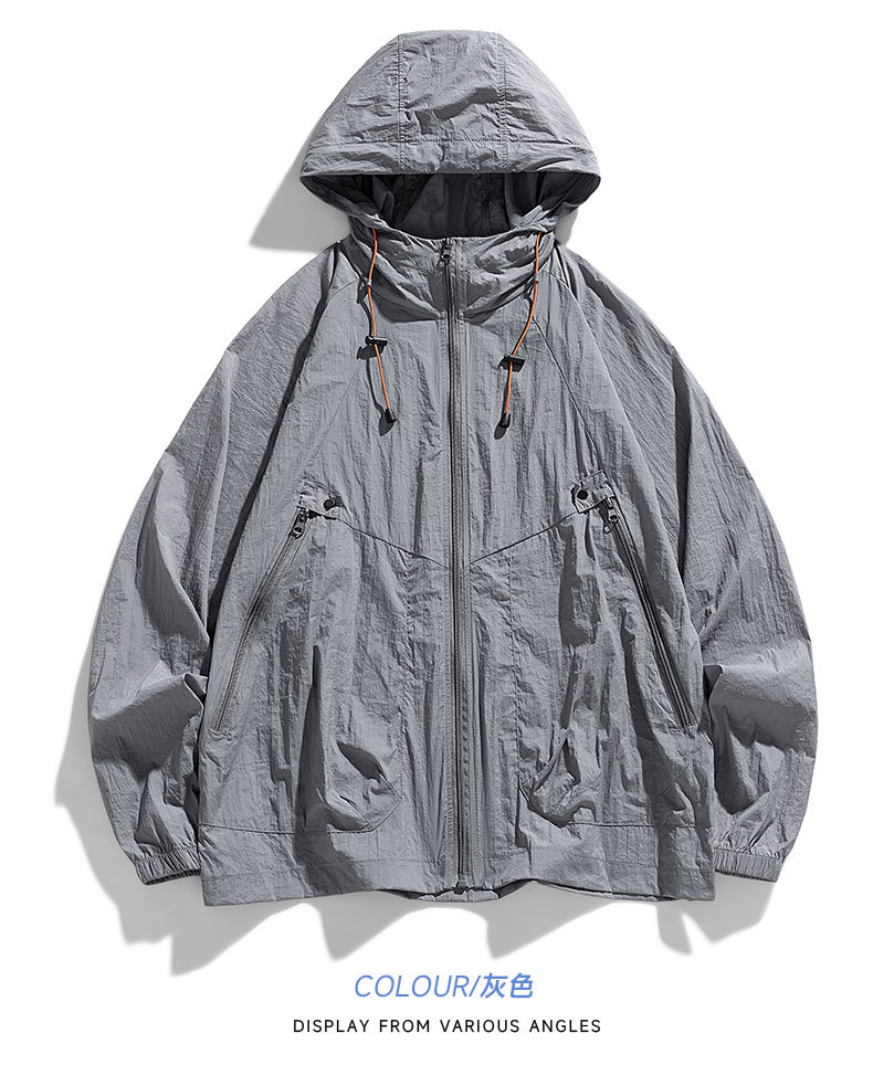 メンズ薄手軽量フード付きトラックジャケット全4色