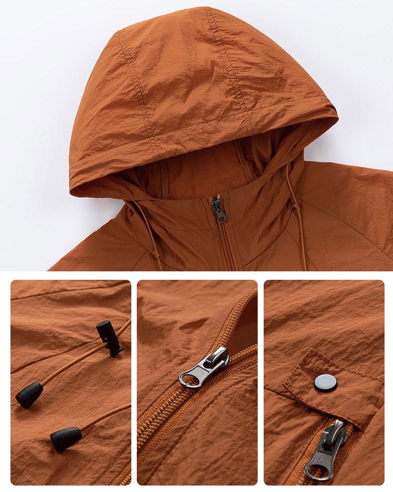 メンズ薄手軽量フード付きトラックジャケット全4色