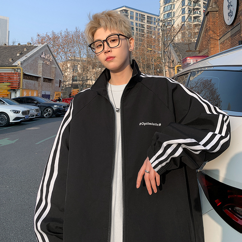 トラックジャケット 三本線サイドテープ立ち襟ジップアップジャージ