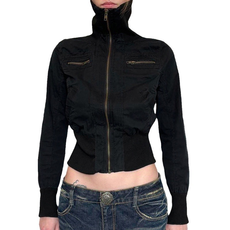 トラックジャケット ブルゾン レディース ハイネック ファスナージャケット