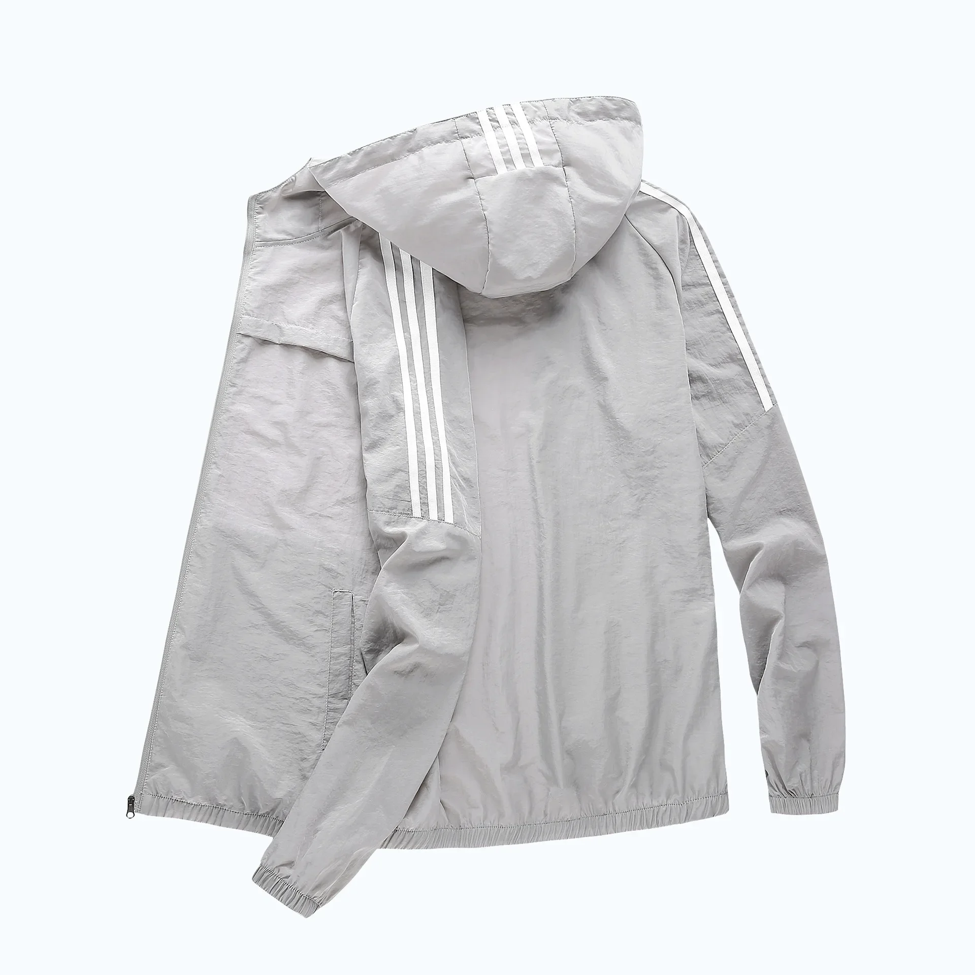 トラックジャケット ナイロン 三本線フード付きナイロンウインドブレーカー