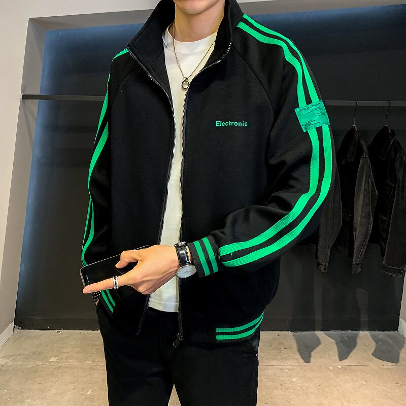 トラックジャケット 袖ライン入りスタンドカラージップアップブルゾン