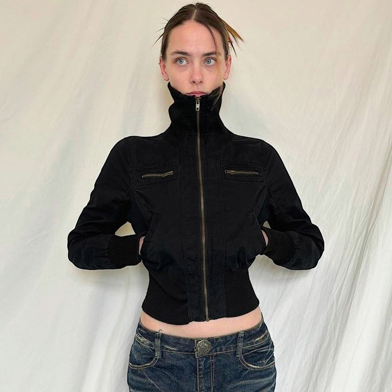 トラックジャケット ブルゾン レディース ハイネック ファスナージャケット