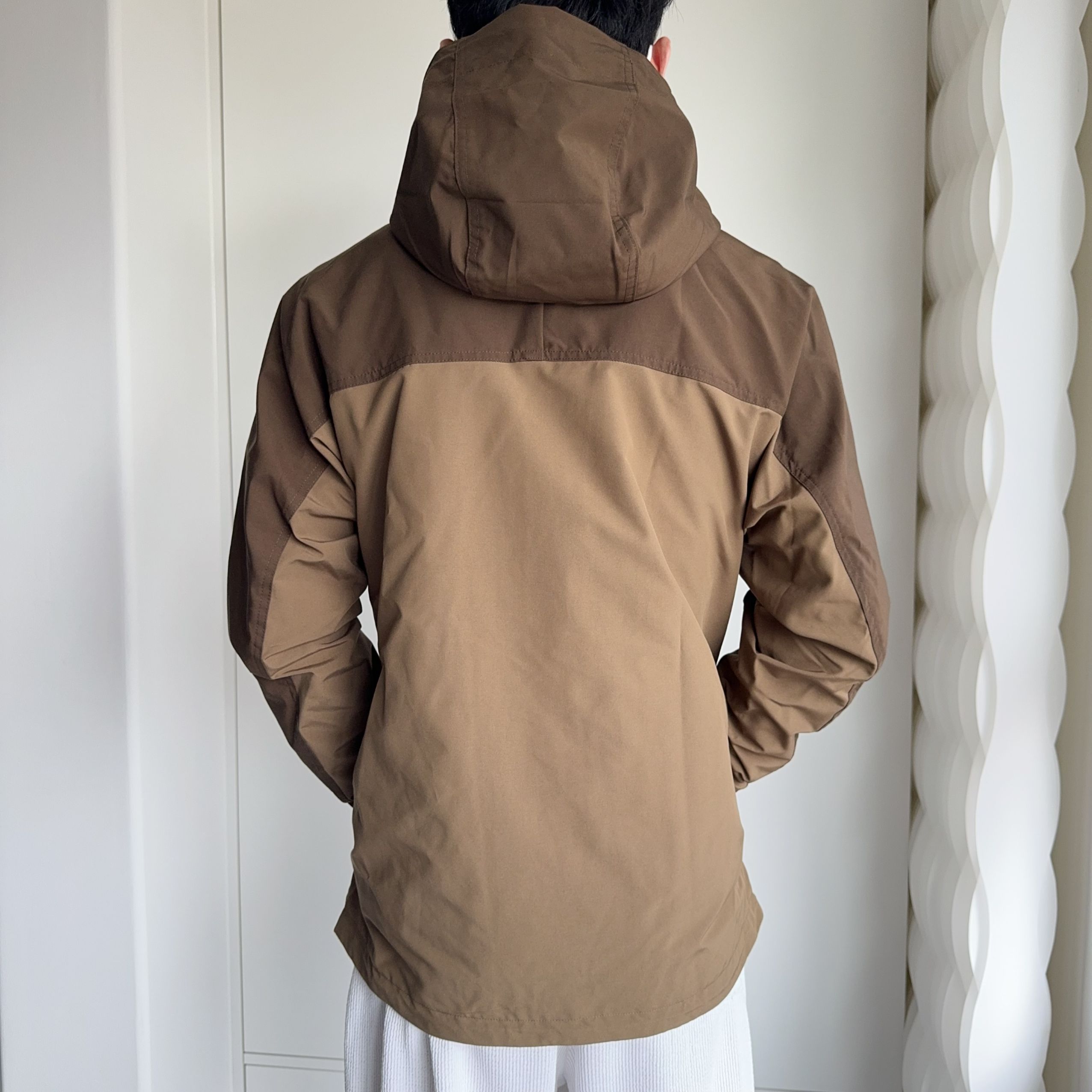 トラックジャケット バイカラー配色フード付きナイロントラックジャケット