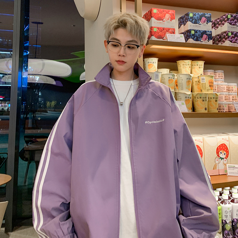 トラックジャケット 三本線サイドテープ立ち襟ジップアップジャージ