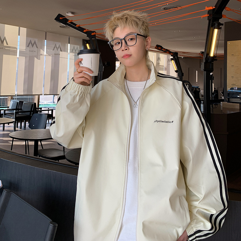 トラックジャケット 三本線サイドテープ立ち襟ジップアップジャージ