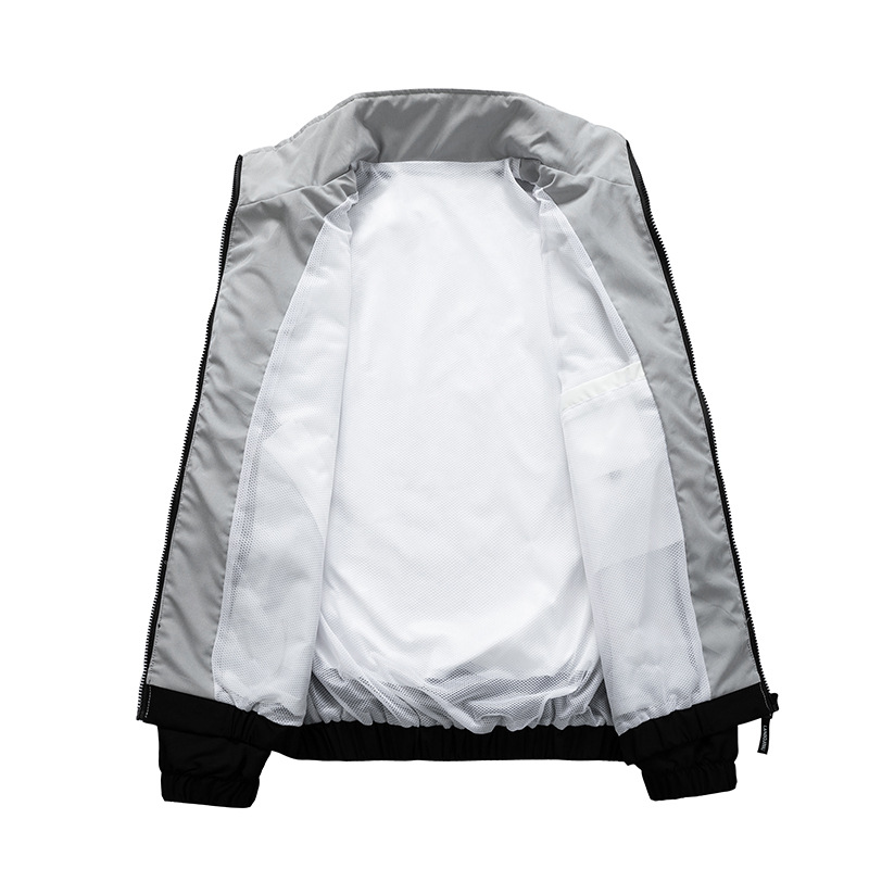 トラックジャケット ナイロン 幾何学模様ライン入りトラックジャケット