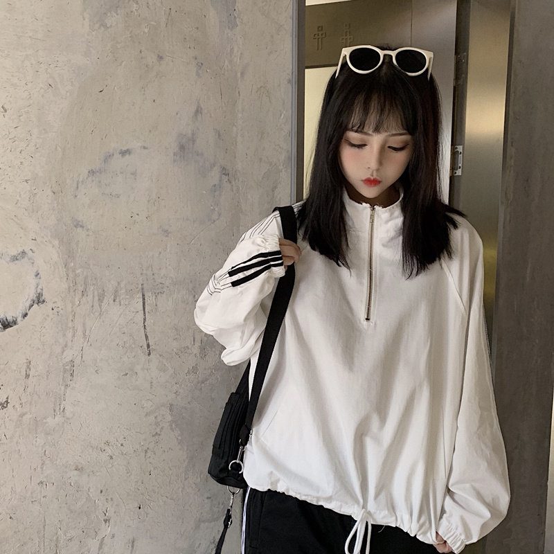 トラックジャケット 袖ラインハーフジップトラックジャケット