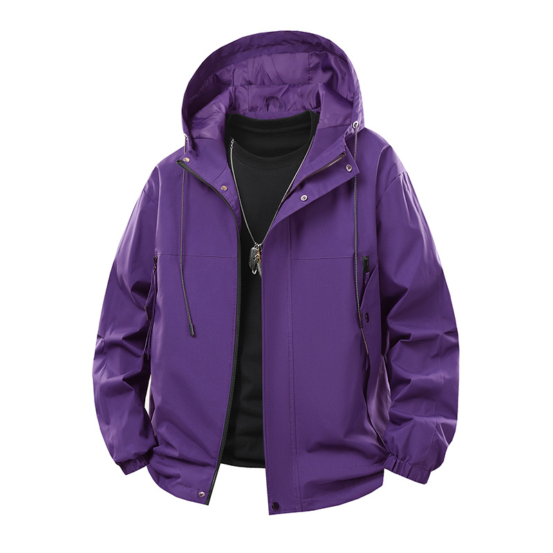 トラックジャケット ナイロン 多機能撥水ナイロンフード付きジップアップトラックジャケット