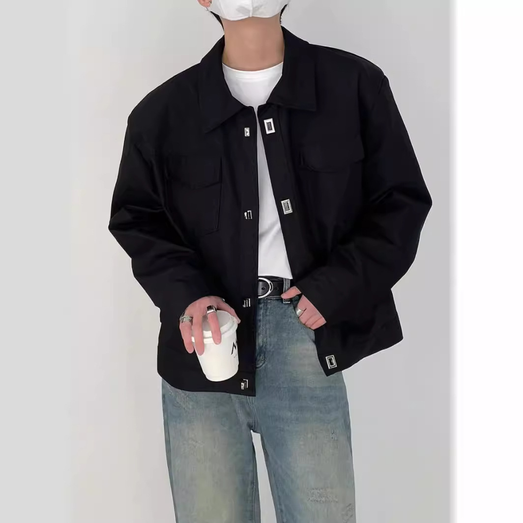 トラックジャケット 襟付き四つポケット軽量ナイロンジャケット