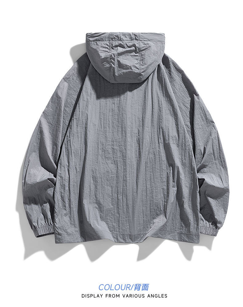 メンズ薄手軽量フード付きトラックジャケット全4色