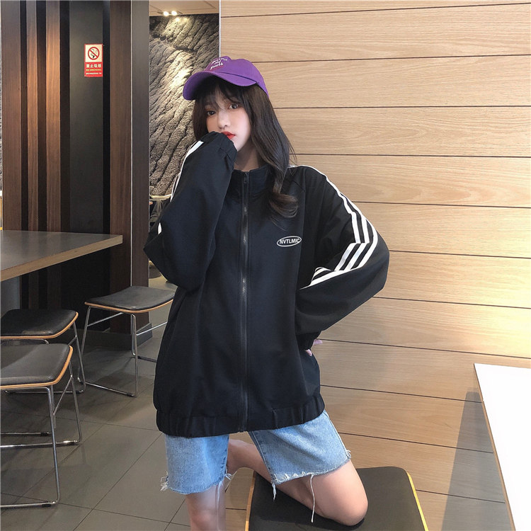 トラックジャケット 袖ライン入りスポーティートラックジャケット