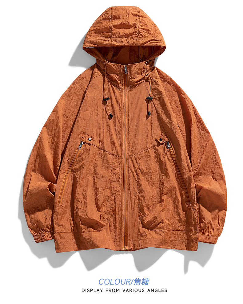 メンズ薄手軽量フード付きトラックジャケット全4色