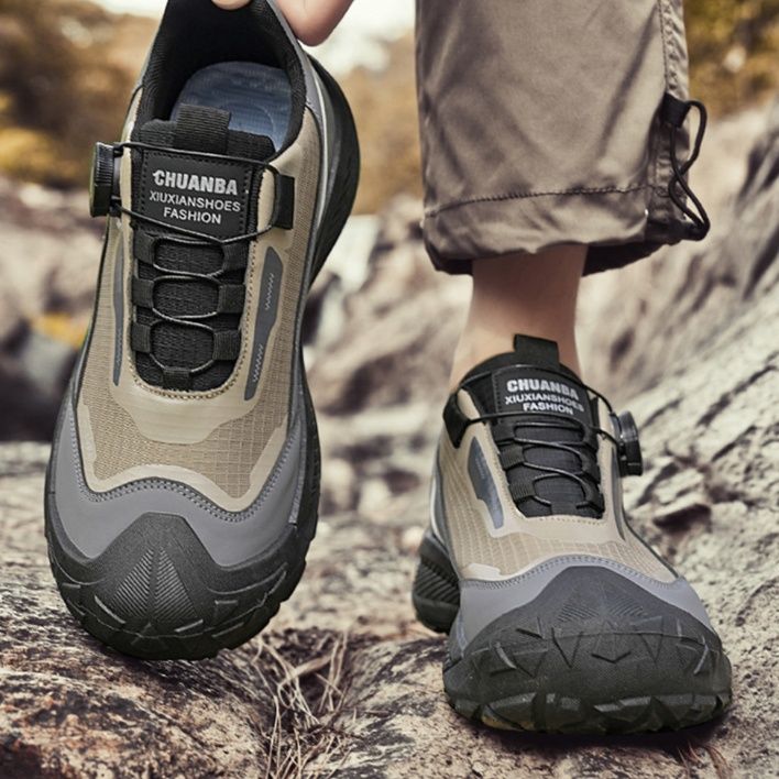 トレイルランニングシューズ 山岳地形対応回転式締め付け機構搭載メンズトレイルシューズ