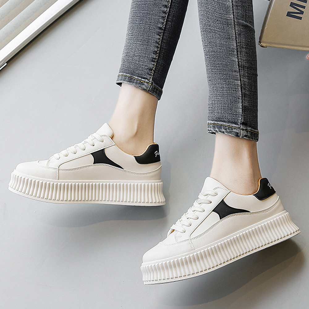 トレイルランニングシューズ レディース厚底運動靴 韓国風歩きやすい軽量