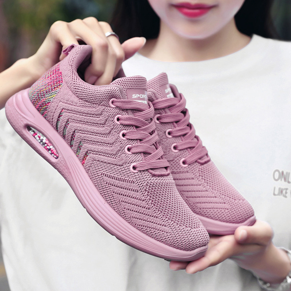 トレイルランニングシューズ レディース軽量網目運動靴 おしゃれな韓流風