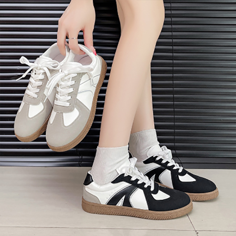 トレイルランニングシューズ レディース配色運動靴 復古風美脚効果 軽量歩きやすい靴