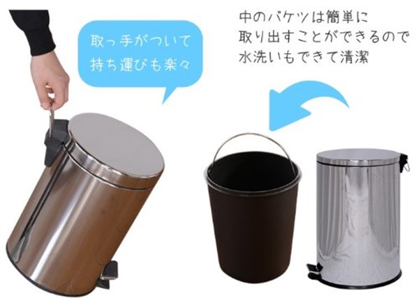 キッチン ゴミ箱 ステンレス製ペダル式ダストボックス７リットル