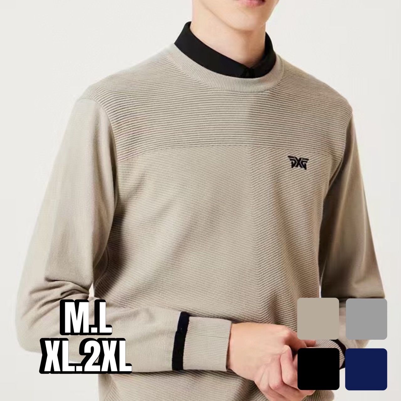 ゴルフ ウェア メンズ スポーティ ハイネック リブニット セーター