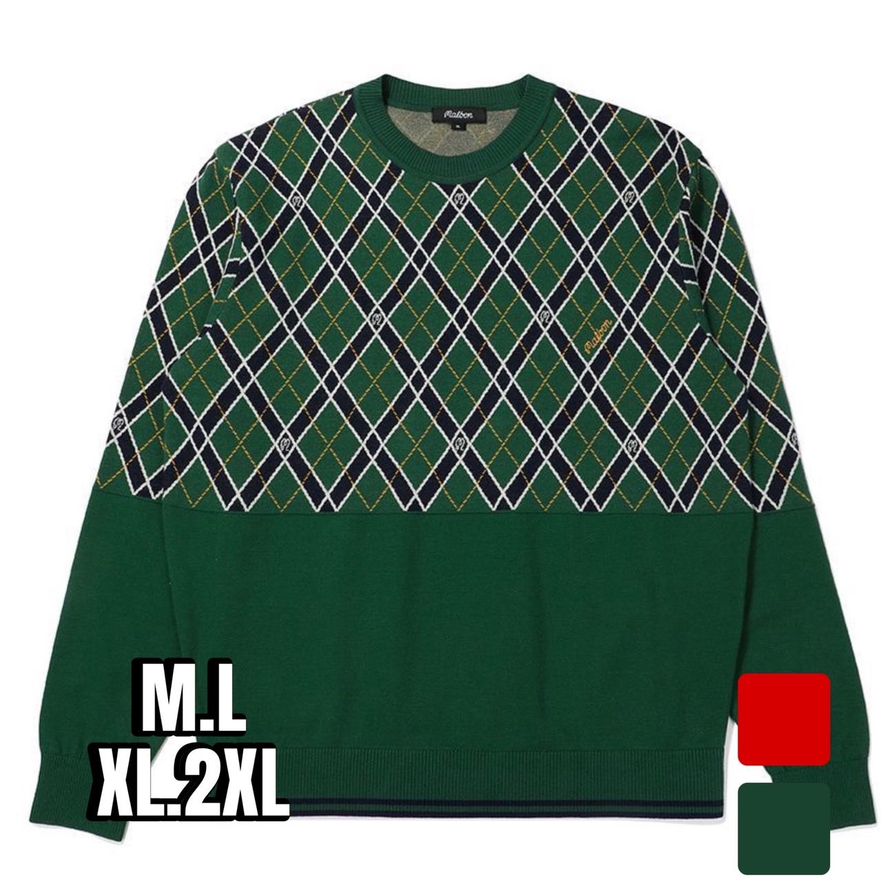 ゴルフ ウェア メンズ アーガイル柄 切替デザイン ニットセーター