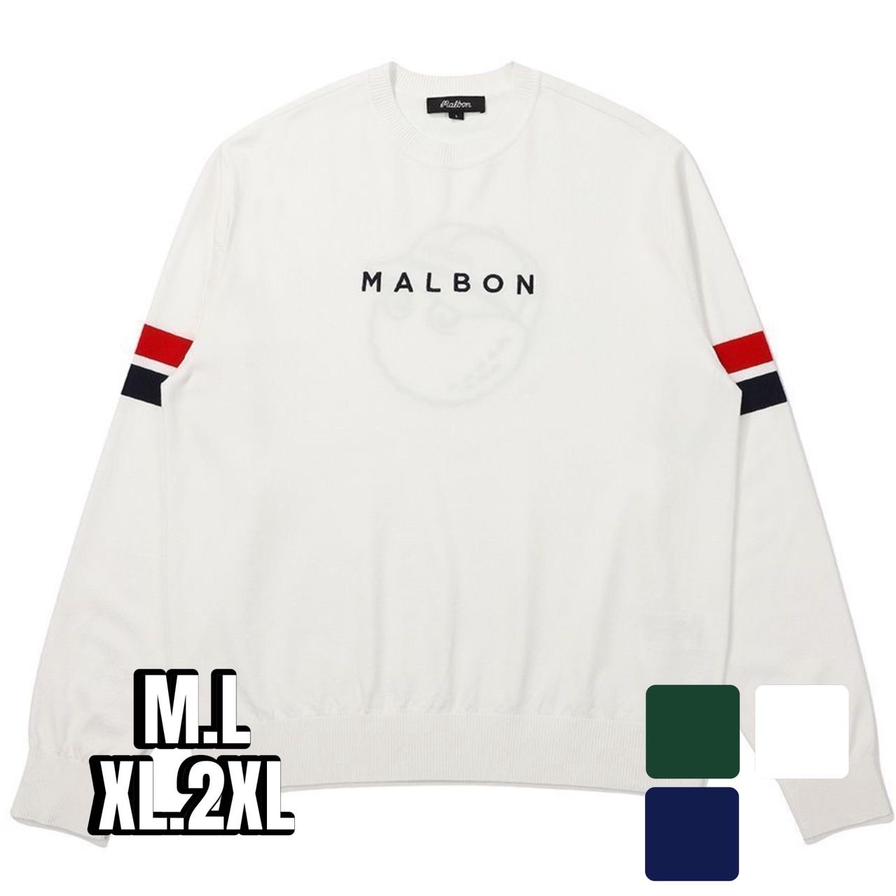 ゴルフ ウェア メンズ サイドライン入りシンプルニットセーター