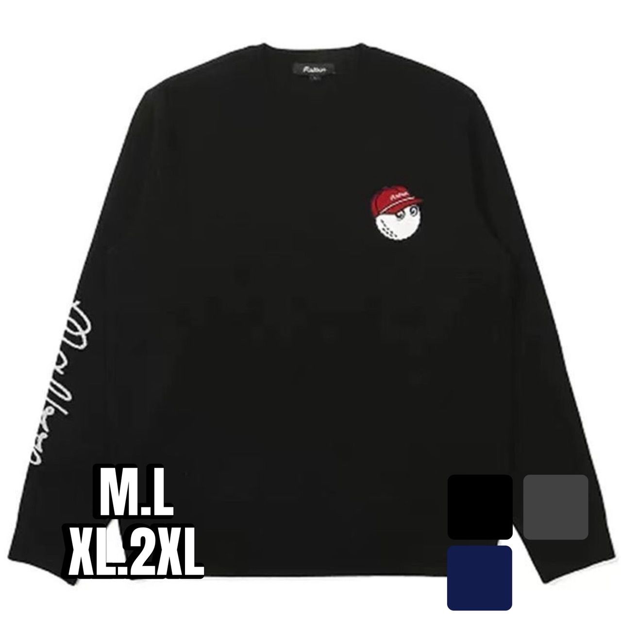 ゴルフ ウェア メンズ キャラクター刺繍入りゴルフニット