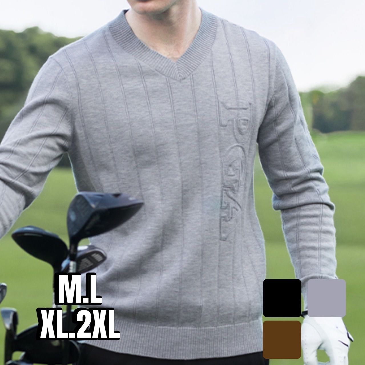 ゴルフ ウェア メンズ 上質ストレッチ ウィンドプルーフ ニットセーター