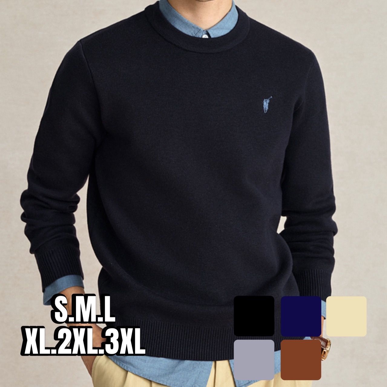 ゴルフ ウェア メンズ 上質クルーネックニットセーター