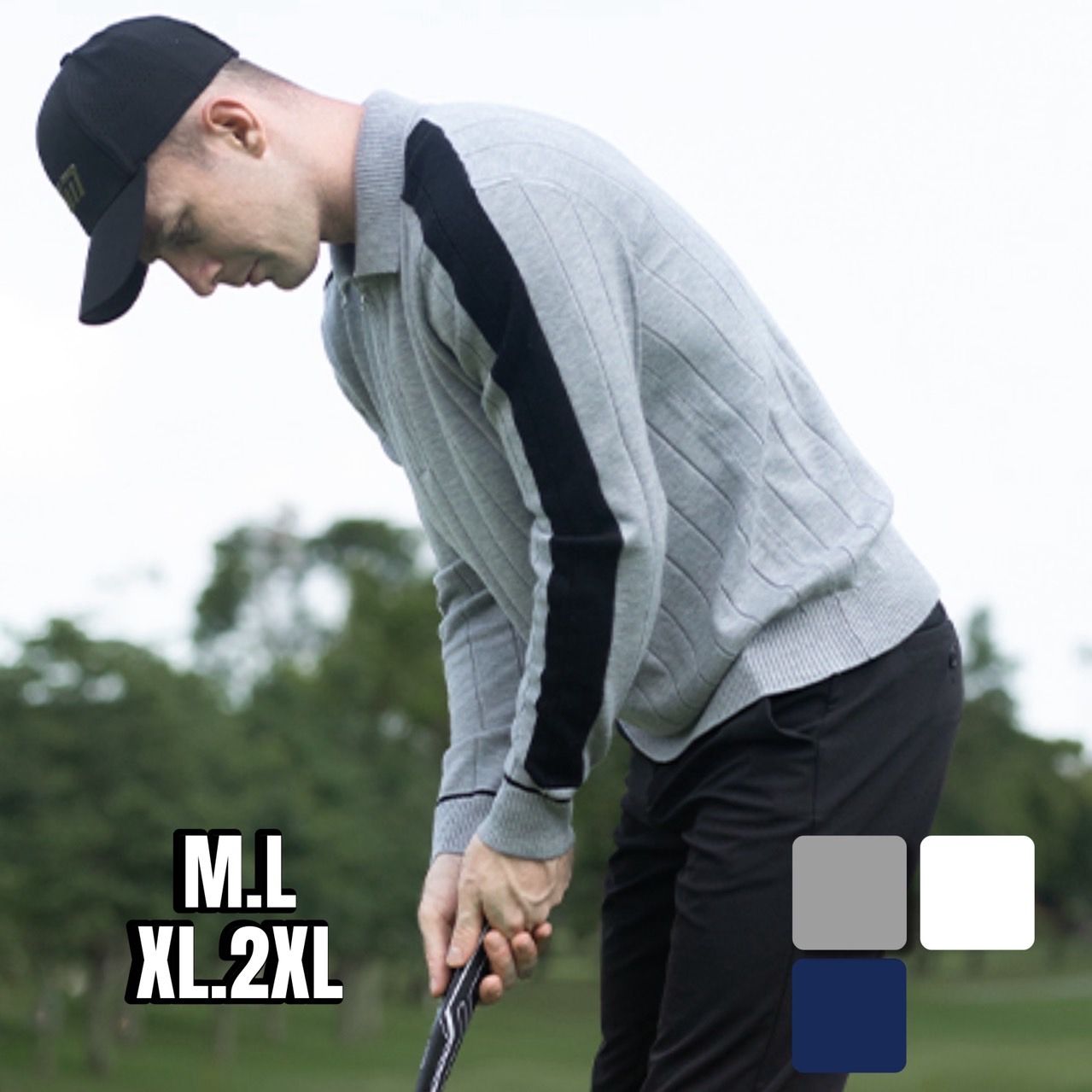 ゴルフ ウェア メンズ シンプルライン ゴルフ ニットセーター