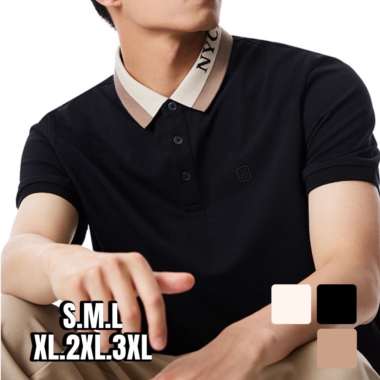 ゴルフ ウェア メンズ 配色襟デザインポロシャツ