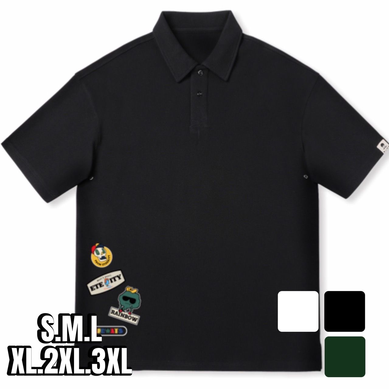 ゴルフ ウェア メンズ カジュアルワッペン付きポロシャツ