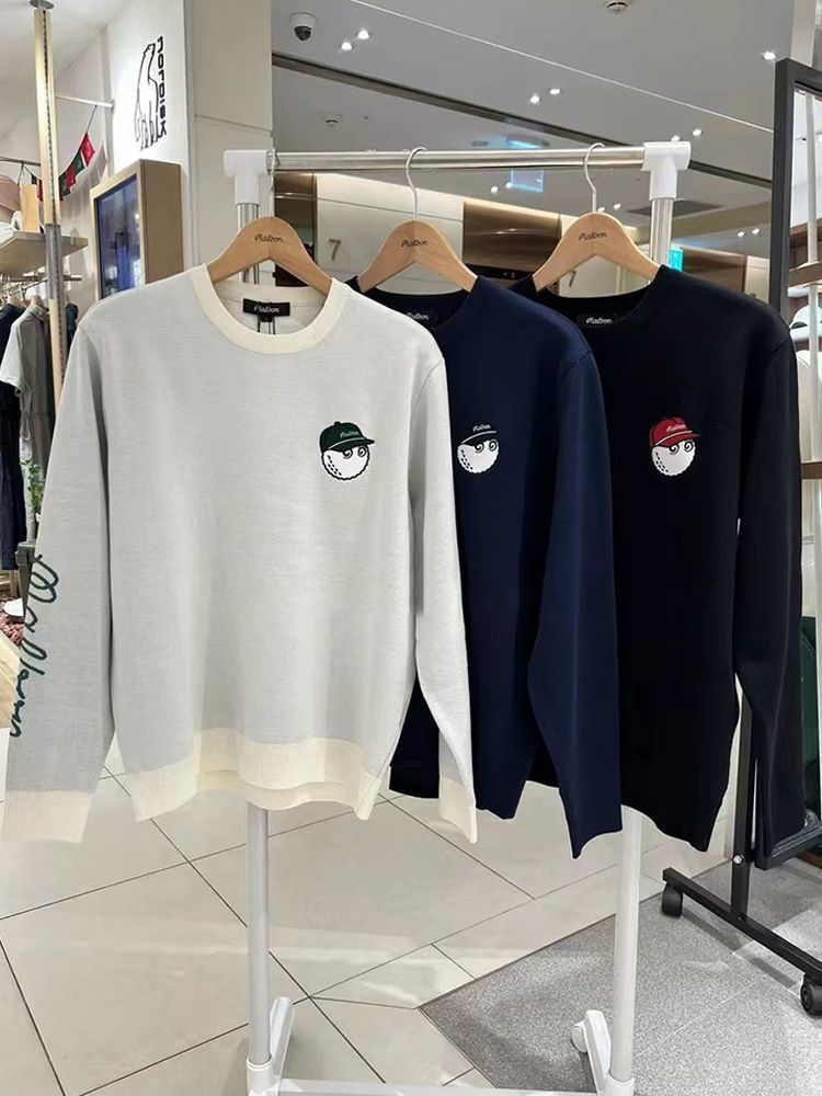 ゴルフ ウェア メンズ キャラクター刺繍入りゴルフニット